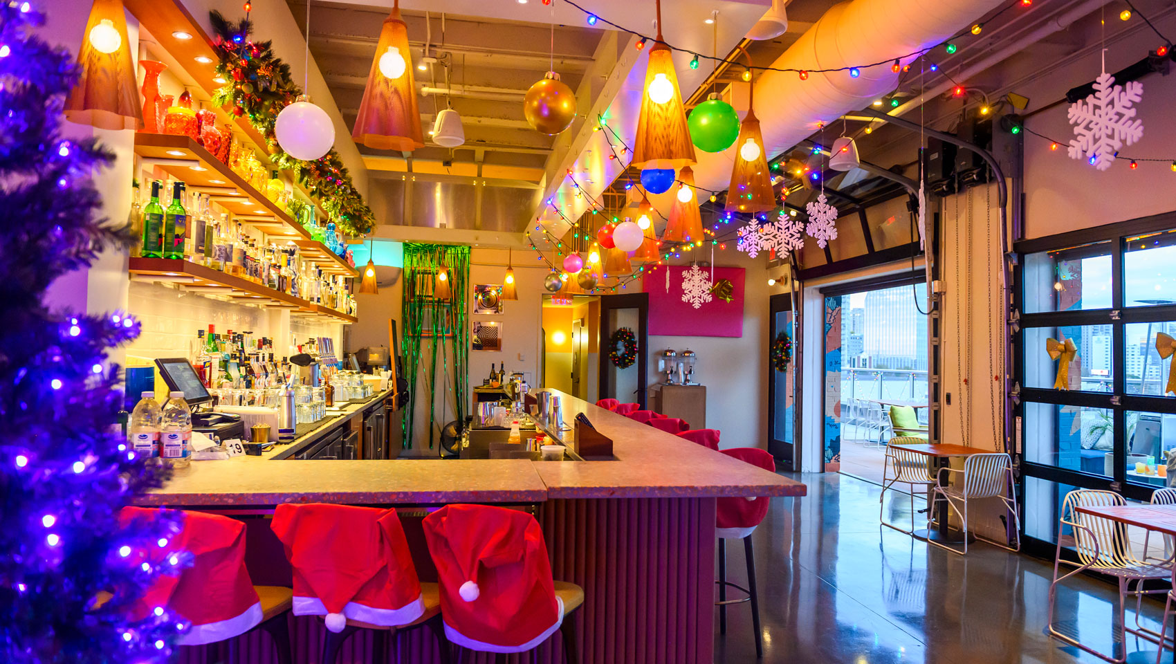The bar at Holiday pop-up bar at St. Julep at Kimpton Sylvan Hotel