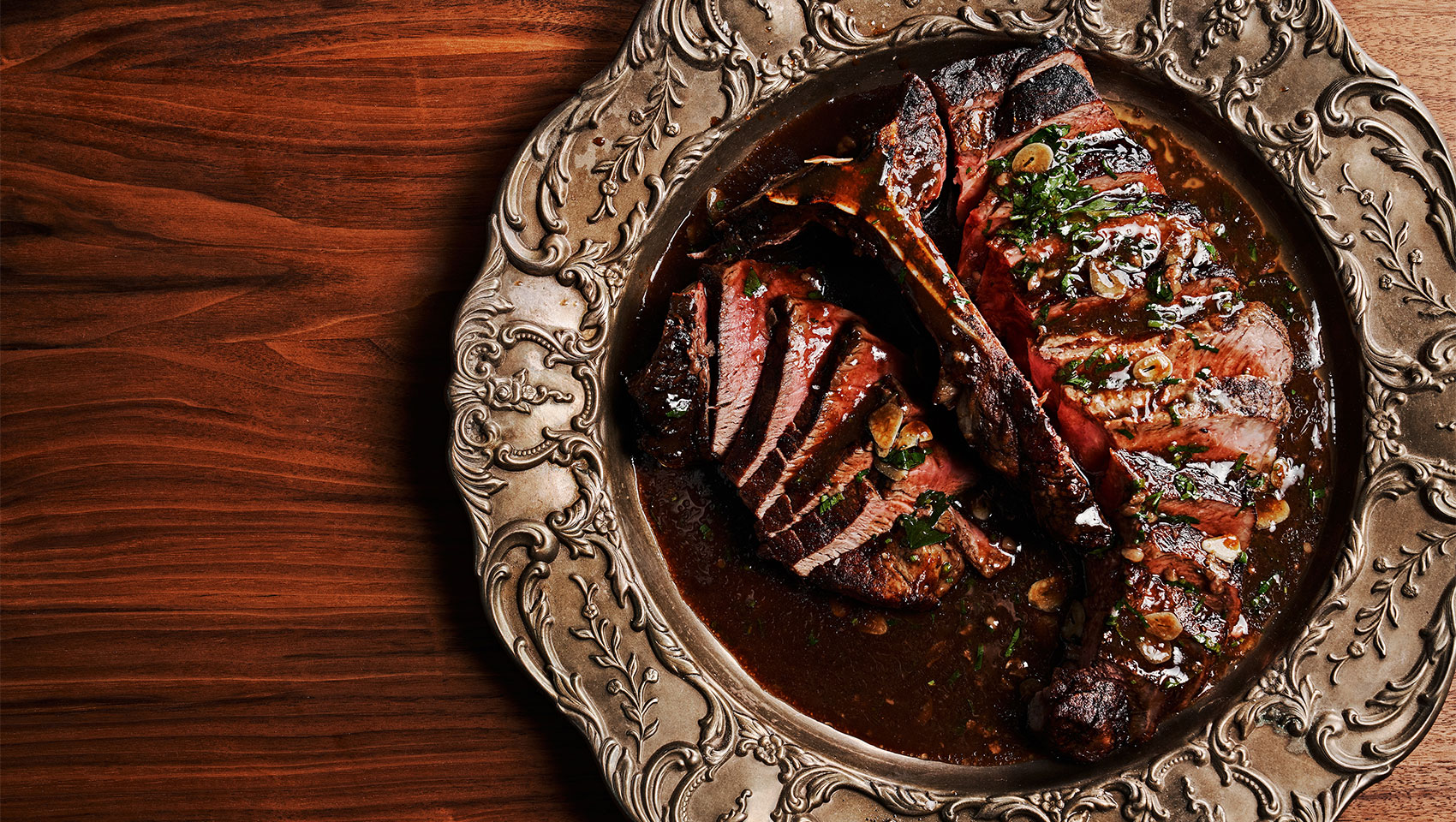 plated steak entrée